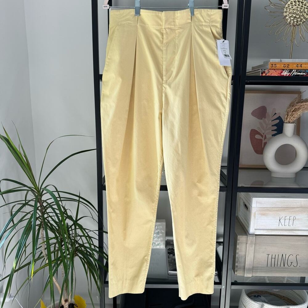 Equipment Lucille Sable Dor Butter Yellow High Rise Ankle Paperbag Pants Size 10 - Picture 4 of 14